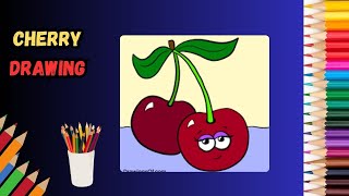 HOW TO DRAW CHERRY (CHERRIES) STEP BY STEP l EASY DRAWING TUTORIAL