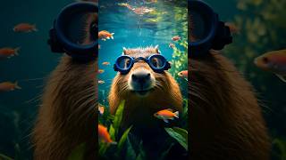 Adorable Capybara Swimming Adventure #capybara #animal #cute