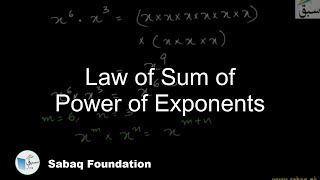 Law of Sum of Power of Exponents, Math Lecture | Sabaq.pk