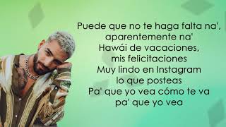 Maluma - Hawái (Letra, Lyrics)