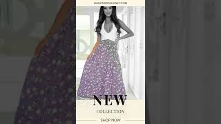 Purple Floral Print Shirred High Waist Maxi Skirt