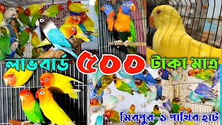 লাভবার্ড পাখি মাত্র ৫০০ টাকা পিচ || স্পেশাল মিরপুর-১ পাখির হাটের ভিডিও || Mirpur-1 Pakhir Hat