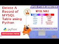 Python MySQL Delete Row, Python MySQL Delete Record, MYSQL Python,  Python MySQL, MySQL Tutorial