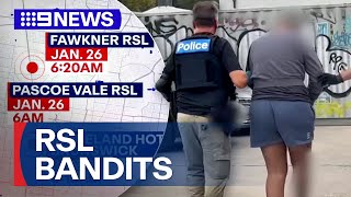 Trio charged after spate of RSL burglaries in Melbourne | 9 News Australia