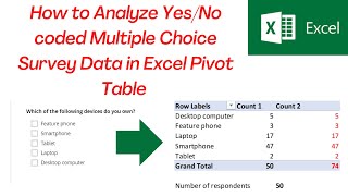 How to Analyze Yes/No coded Multiple Response Survey Data in Excel Pivot Table