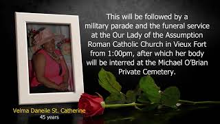 short Death AnnouNcement of Velma Daneile St.Catherine [English]