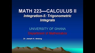 Integration-5: Trigonometric Integrals