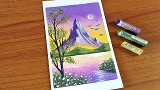Mountain Scenery Oil Pastel Painting for beginners | Easy Oil Pastel Drawing Tutorial