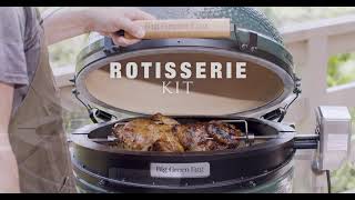 Big Green Egg Rotisserie with optional Tumbler and Flat Basket.