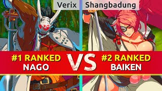 GGST ▰ Verix (#1 Ranked Nagoriyuki) vs Shangbadung (#2 Ranked Baiken). High Level Gameplay