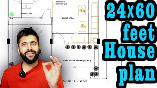 24'x60' House Plan Design According Vastu (North East Facing)