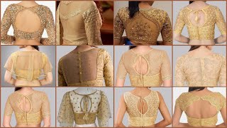 New Golden Net Blouse Back Neck Designs 2024 |⭐Net Blouse Designs Golden | Blouse Net Design