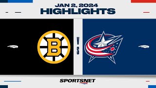 NHL Highlights | Bruins vs. Blue Jackets - January 2, 2024