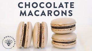 Chocolate Macarons Italian Method (Bouchon Bakery) | HONEYSUCKLE