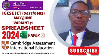 Igcse Ict 0417 0983 Paper 3 Spreadsheet May June 2024 Variant 32