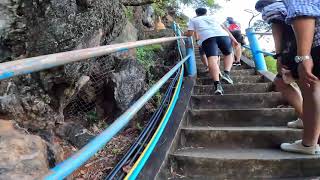 Krabi Tiger cave temple walking. Climbing the 1272 steps and view from the top