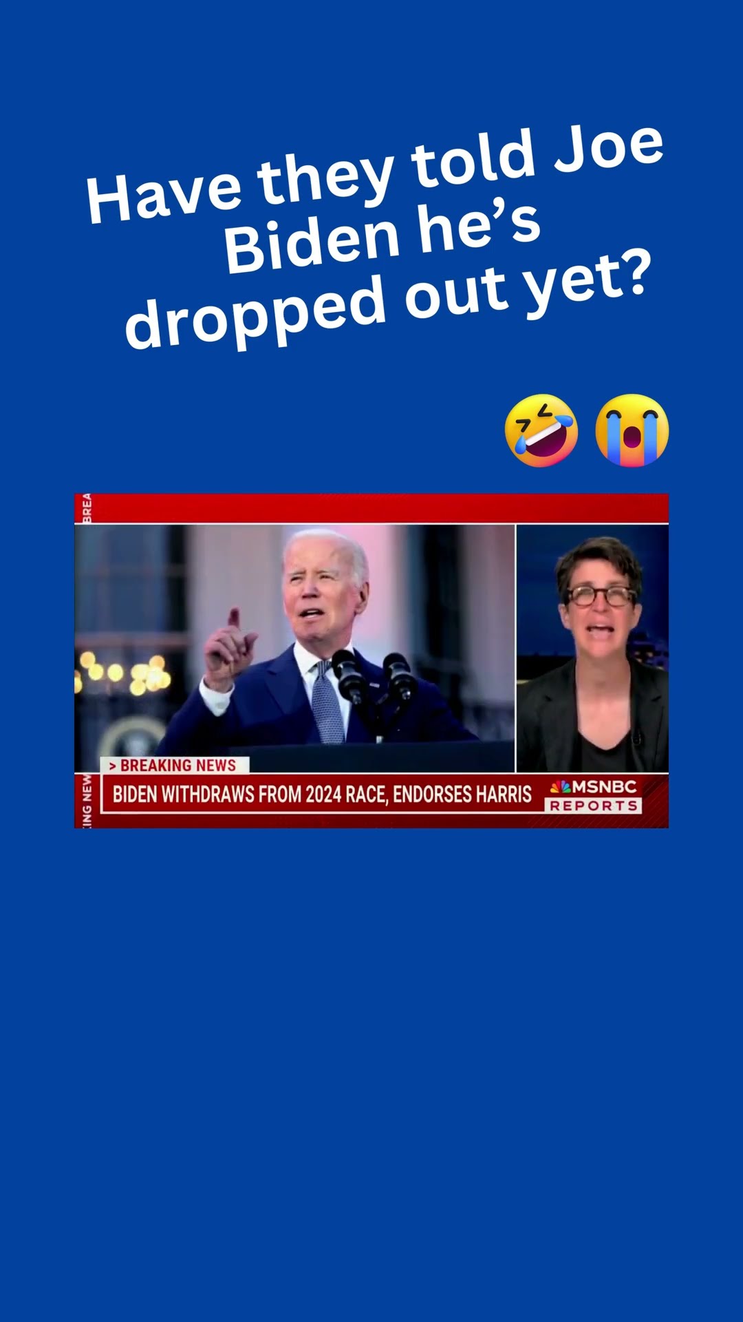 MSNBC’s Rachel Maddow Starts Tearing Up Discussing Biden's Exit From ...