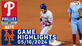 Mets vs Phillies (5/16/2024) | NY Mets Highlights | SNY