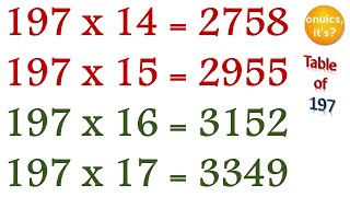 Table of 197 | Sataanave ka table bhi | Let's learn multiplication