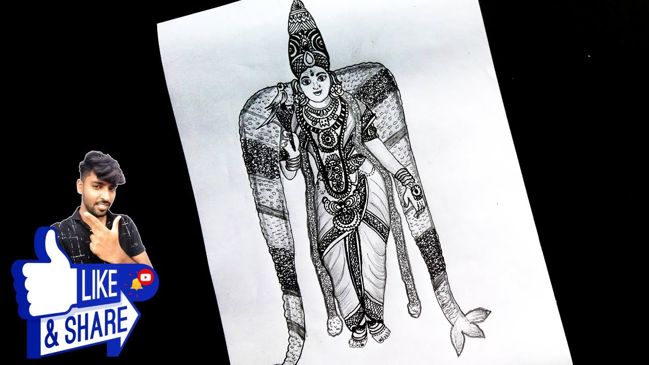 Goddess Madurai Meenakshi Amman Drawing Step By Step | Raghul Art ...