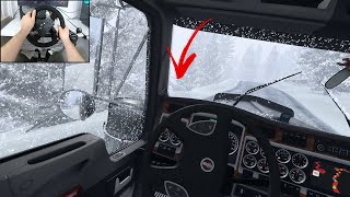 EXTREME Snow Storm up a Mountain Road | American Truck Simulator | 8x6 Kenworth W900
