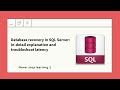 Database recovery in SQL Server: In-detail explanation and troubleshoot latency