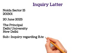 Inquiry latter writing 2023 || Inquiry letter writing in english || How to write inquiry letter