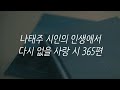 나태주 시인의 인생에서 다시없을 사랑 시 365편ㅣ별빛 너머의 별ㅣ책 읽어주는 남자ㅣ잠잘 때 듣는ㅣ오디오북 ASMR