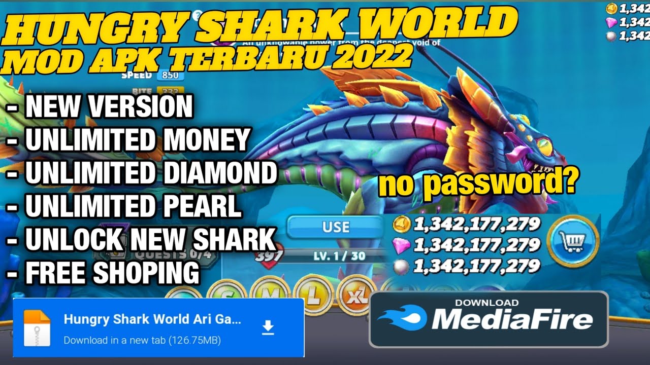 Hungry Shark World Mod Apk V.4.9.4 Version Terbaru 2022 Unlimited Coin ...