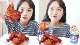 BHC 붐바스틱 먹방 _ bhc신메뉴 통다리 치킨 먹방, chicken Mukbang, チキン :D