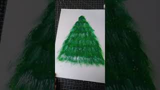 Drawing a Christmas tree with a toothbrush is simple and easy to draw #Christmas Tree童攻画 @DOU+小友手