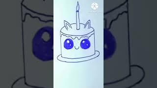 How to draw a birthday cake🍰 || easy step by step - colour and drawing || #short