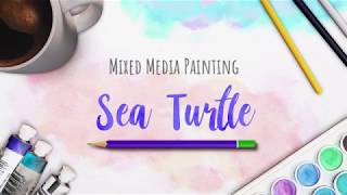 Mixed Media Sea Turtle Painting | Art by Amanda Hilburn