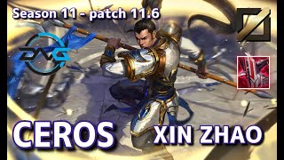 【韓国サーバー/D2】DFM Ceros シンジャオ(XinZhao) VS カシオペア(Cassiopeia) MID - Patch11.6 KR Ranked【LoL】