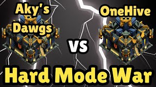 Aky's Dawgs vs OneHive REMATCH  LIVE NOW | Hard Mode War | Clash of Clans