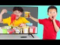 Kaden vs Eric: TV Food Battle with Fruits Slime & Art!