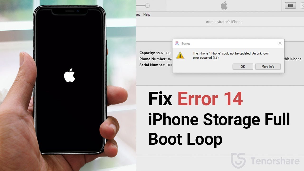 How To Fix Error 14 IPhone Storage Full Stuck In Boot Loop On IOS 14 ...