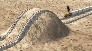 Trains vs Giant Speed Bump – BeamNG.Drive