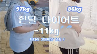 한달 다이어트 -11kg 감량 / 고도비만에서 비만으로 💦 (ft. 간헐적단식, 칼소폭순한맛)