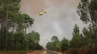 Incendie en Gironde : lors d'un largage de produit retardant par un Dash à Belin-Béliet