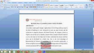BLOOD CELL CLASSIFICATION USING PYTHON--PYTHON PROJECT 2020