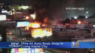 Raging Fire At Queens Body Shop