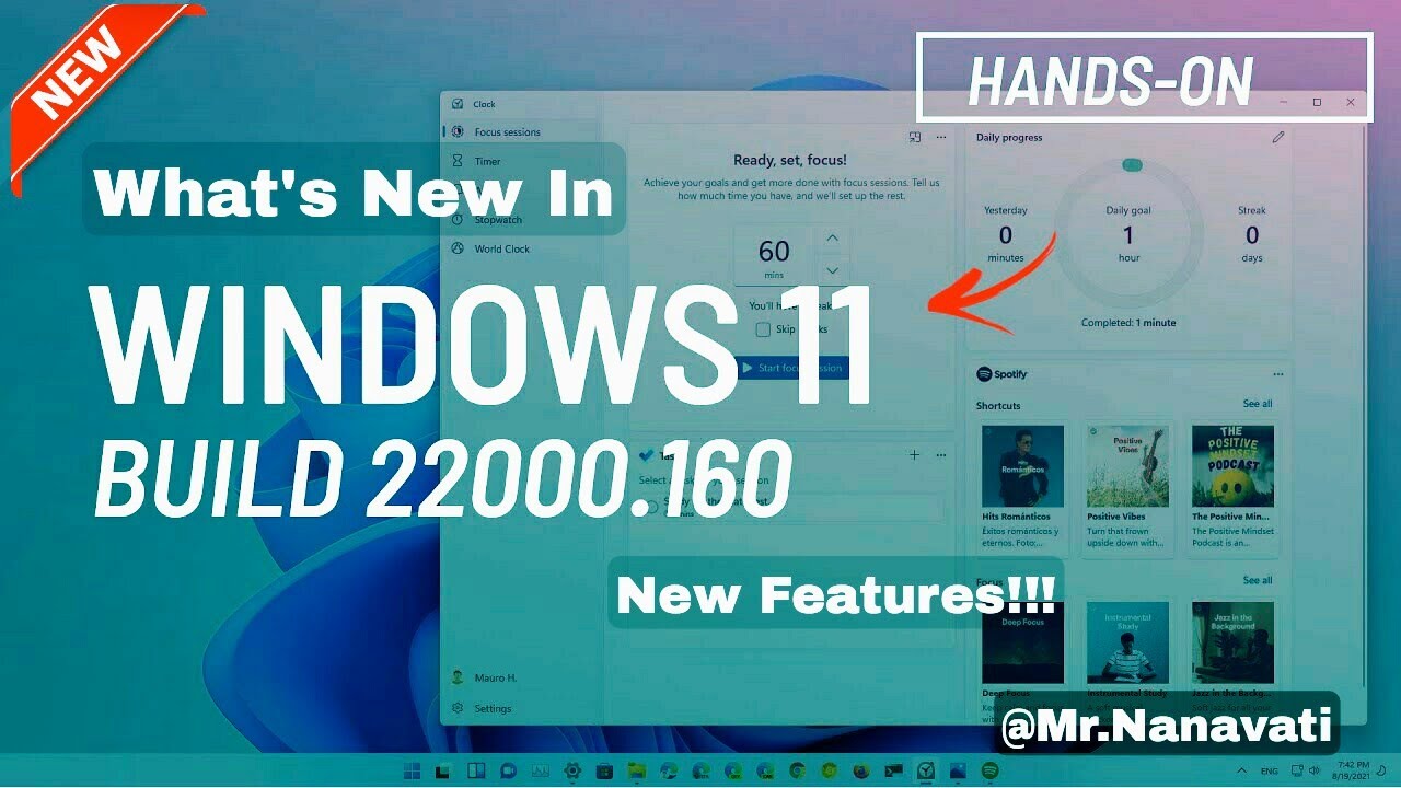 Windows 11 Build 22000.160|Windows 11 New Update|22000.160|New Clock ...