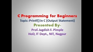 Lecture-7- Input & Output Statement in C Programming- Printf Statement (Printf Function)