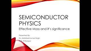 Semiconductor Physics| Effective Mass and it's significance |E-K Diagram | Energy Band Gap