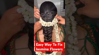 Simple Trick✔️ to secure jasmine Flowers for Messy Braid Hairstyle|#flowerarrangement  #messybraid