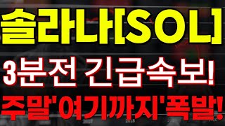 🔴[ 솔라나 코인전망]🔥3분전 긴급속보!!🔥주말\