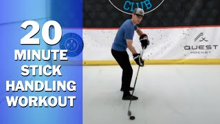 20-minute stickhandling workout covering 21 on or off ice stickhandling drills to improve your hands