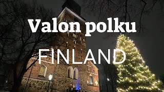 Valon Polku Light Art Installation, Turku, Finland | Walk With Me | 4K