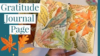 Mixed Media Art Journal using Fall Leaves and Gratitude